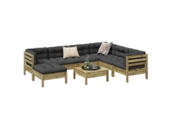 Jogo 8 Piezas Sofás Jardim C/ Almofadões Madeira Pinus Impregnada Dkd Decoración Del Hogar