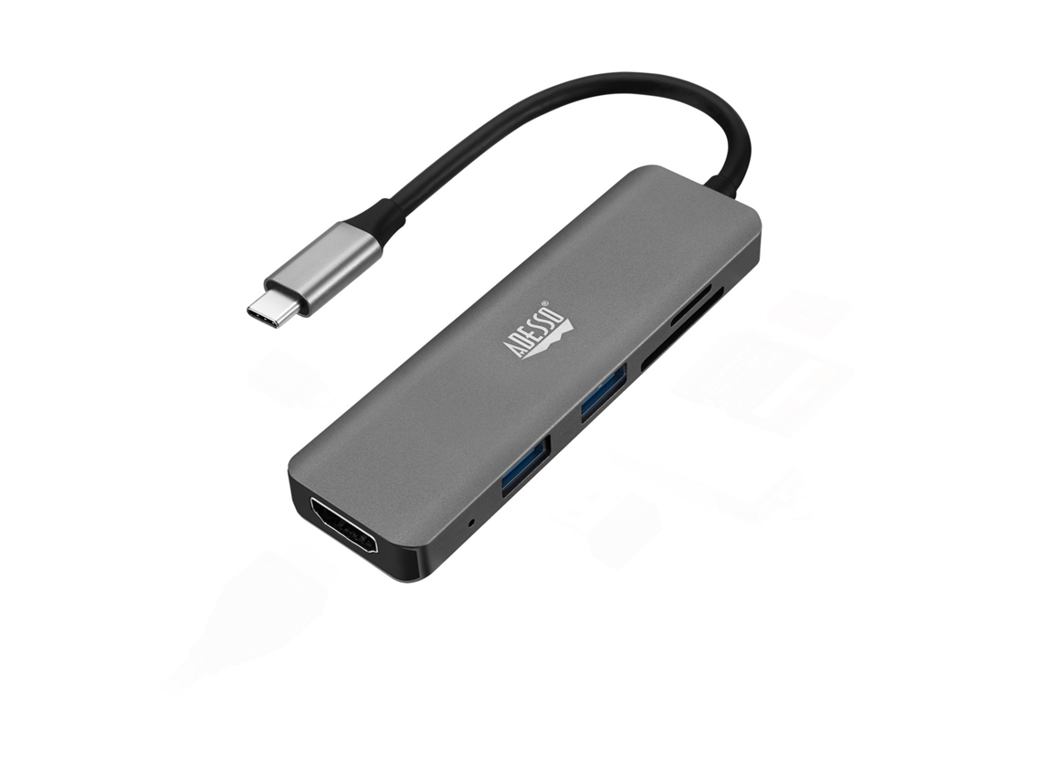 AUH-4020 base para portátil y replicador de puertos Thunderbolt 3 Aluminio ADESSO