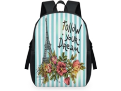 Mochila Tropicallife Estampado Floral Torre Eiffel Rayas Para Niños Niñas Hombres Mujeres Mochila Escolar I