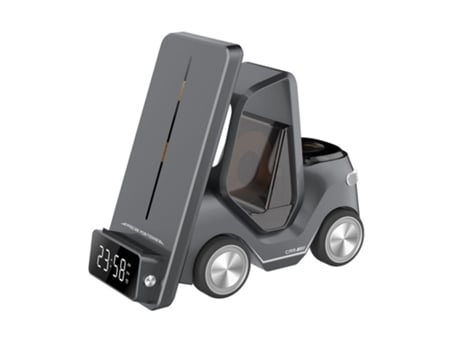 Carga rápida inalámbrica de 15 W, cargador 5 en 1, bobina de alineación automática, gris