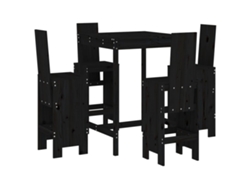 Maison Exclusive - Set De Mesa Y Taburetes Altos Jardín 5 Piezas Madera Pino Negro