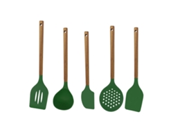 Juego De Utensilios De Cocina De Silicona Con Mango De Madera, Resistente Y Suave JEIIBRZUI