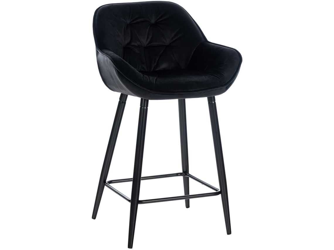 Taburete de bar Gibson de terciopelo altura del asiento 76 cm negro CLP