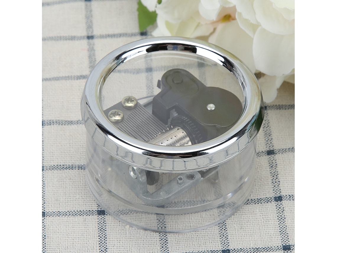 Mini Caja De Música Mecánica, Acrílico Dorado/plateado, Decoración, Regalo, 12 Tonos