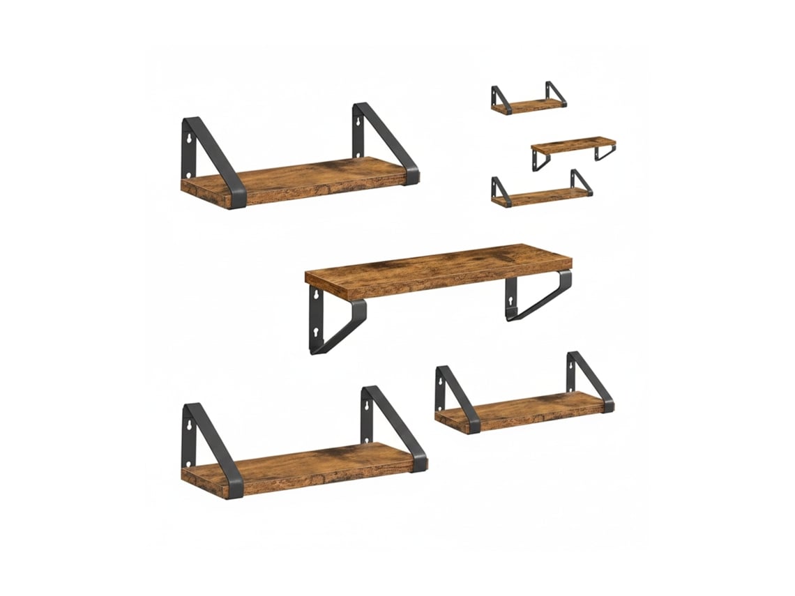 Prateleira De Parede Relaxdays, Set 3 Tamanhos (30/35/40 Cm) Em Madeira E Metal, Para Livros E Decoração, Várias Cores