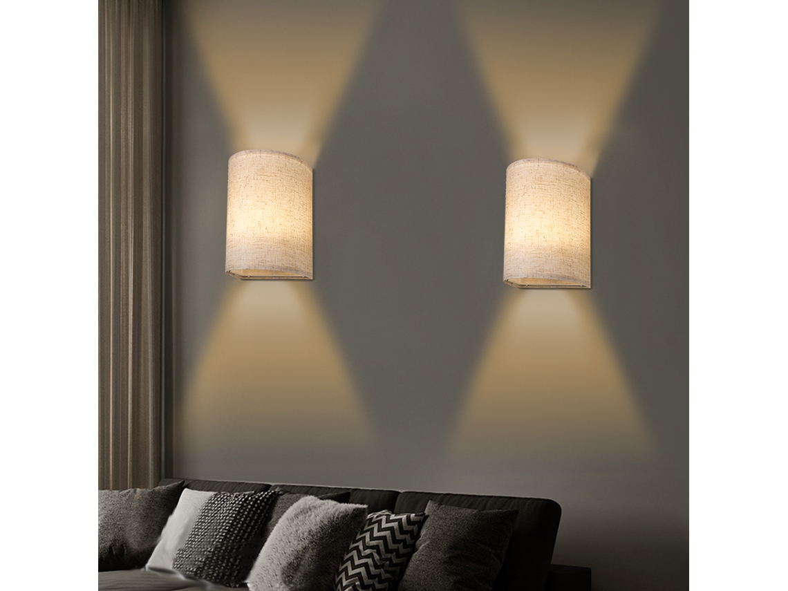 2026-lámpara De Pared Rgbw Con Tela, Aplique De Pared Regulable, 2 Piezas Con Control Remoto Para Dormitorio Y Sala De Estar