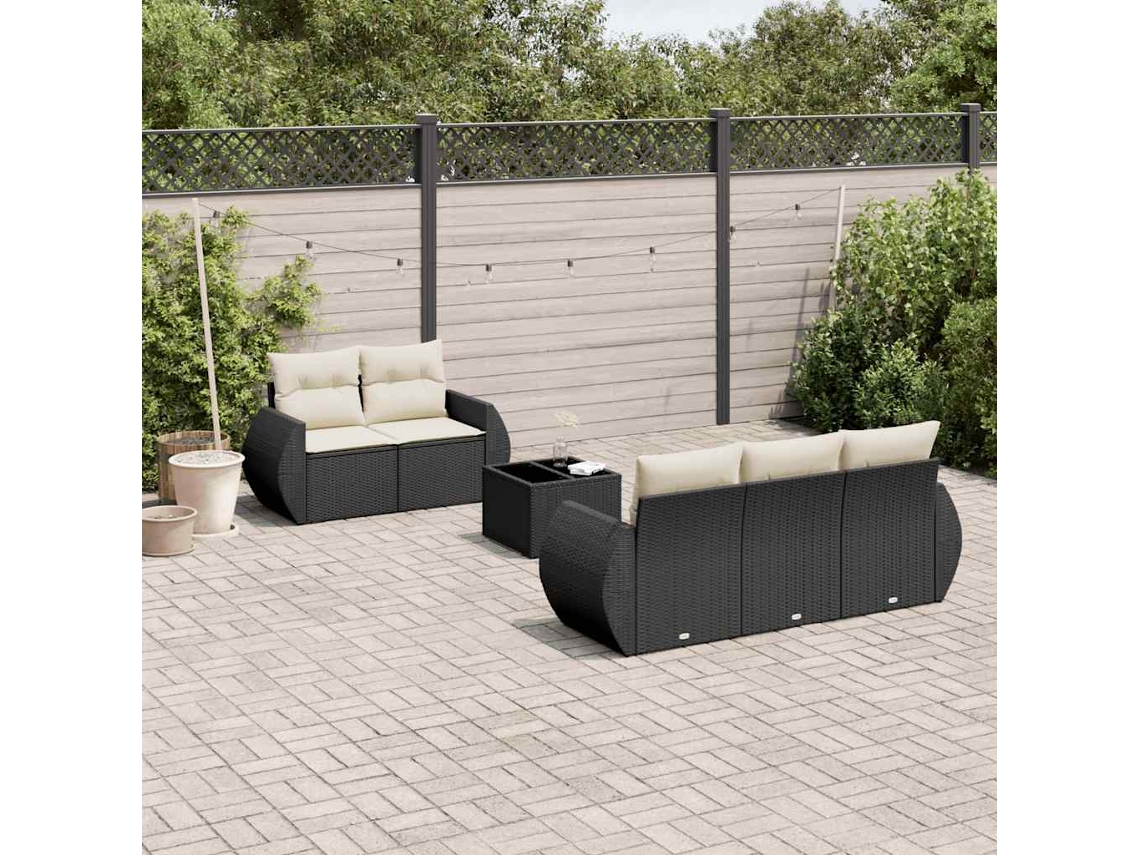 Conjunto de sofás de jardín de 6 piezas DKD Home Decor con cojines de mimbre negros