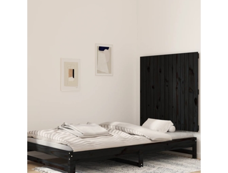 MAISON EXCLUSIVE - Cabecero de cama de pared madera maciza pino negro 95,5x3x90 cm