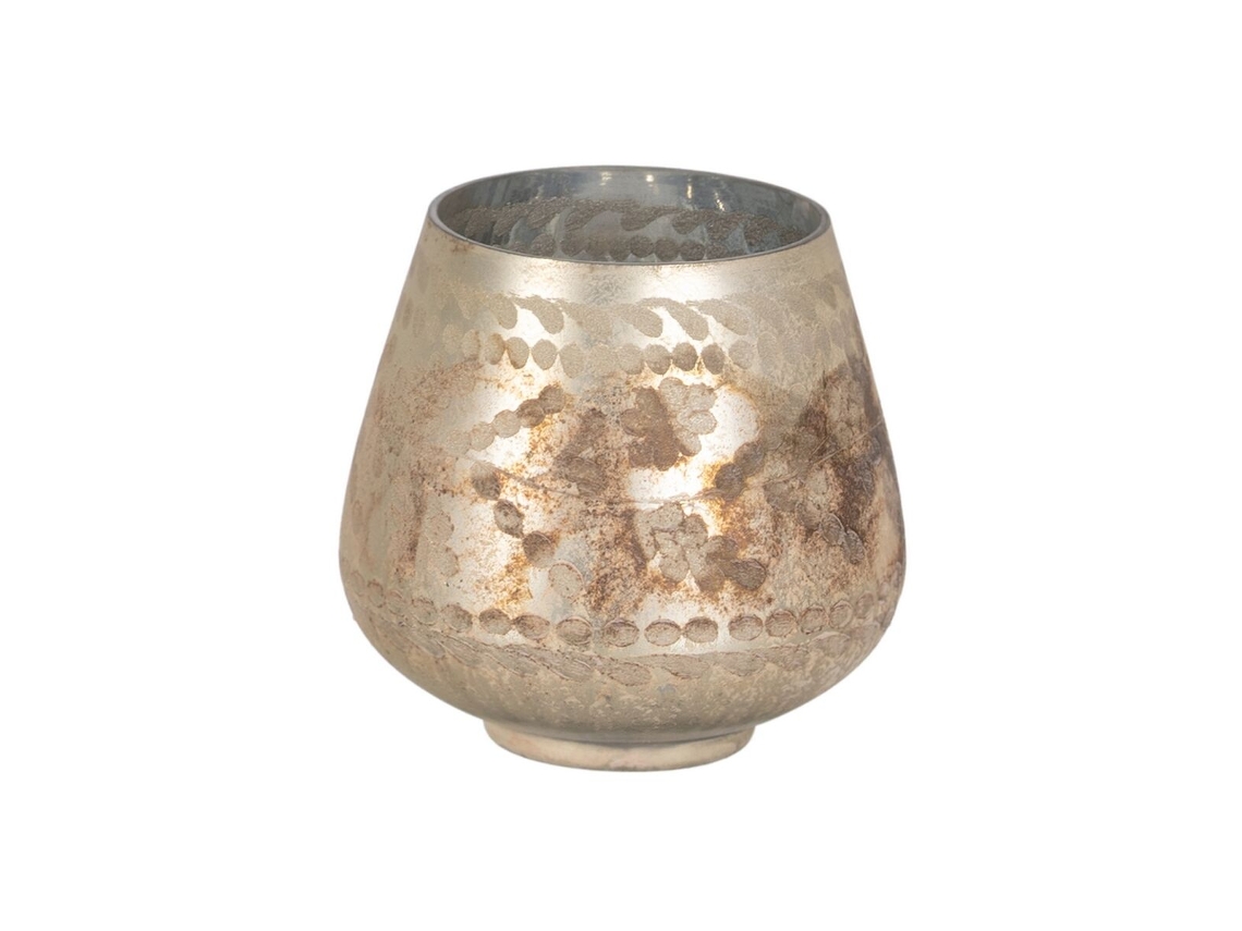 Portavelas Blanco Cristal 14 x 14 x 13 cm BIGBUY