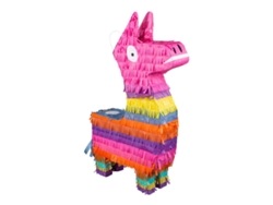Piñata de cartón colorida hecha con forma de llama, perfecta para fiestas de cumpleaños infantiles.