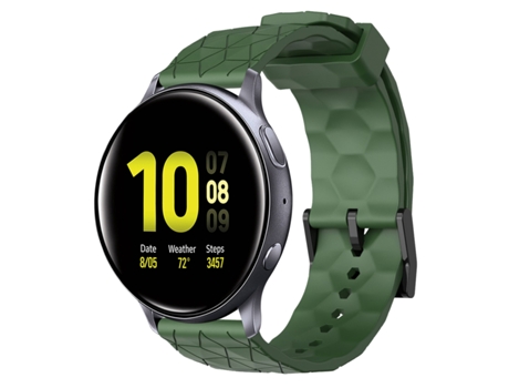 Correa de reloj inteligente para Samsung Galaxy Watch Active 2, 40 mm, 20 mm, patrón de fútbol, correa de silicona de color sólido (verde militar)