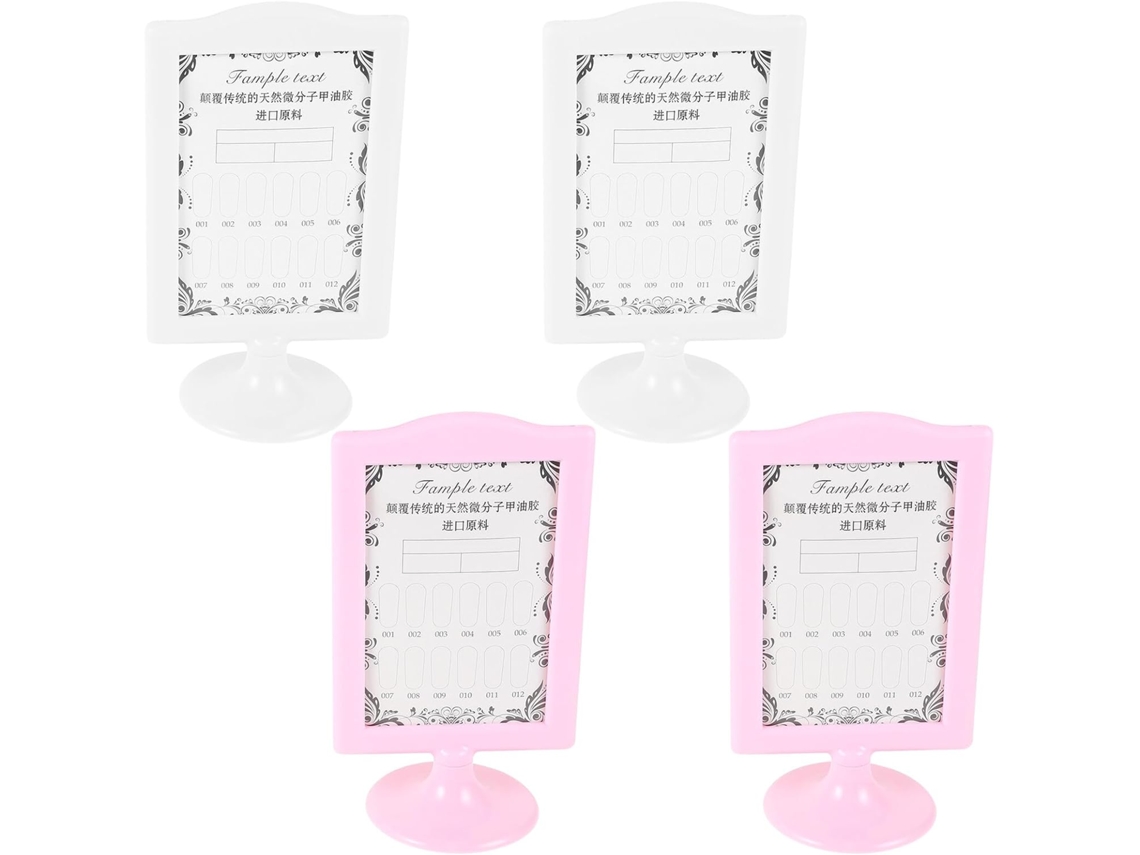 Juego 4 Marcos Fotos Doble Independientes Soportes Decorativos Blancos Rosas Verticales Decoración Oficina
