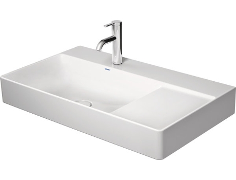 Lavabo DURAVIT DuraSquare, lavabo para muebles lijado asimétricamente 80x47cm, sin agujero para grifo, sin rebosadero, con banco con agujero para gri