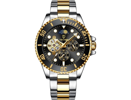 VENAXIN Hombres Relojes Mecánicos Automáticos Relojes Automáticos Impermeables-Oro plata VEANXIN