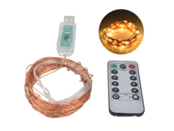 Tiras De Luces Led, 100 Bombillas, Alimentación Usb, Con Mando A Distancia, 8 Modos, Para Navidad Y Fiestas.
