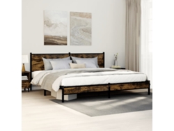 Estructura De Cama Sin Colchón Metal Roble Ahumado 200x200 Cm