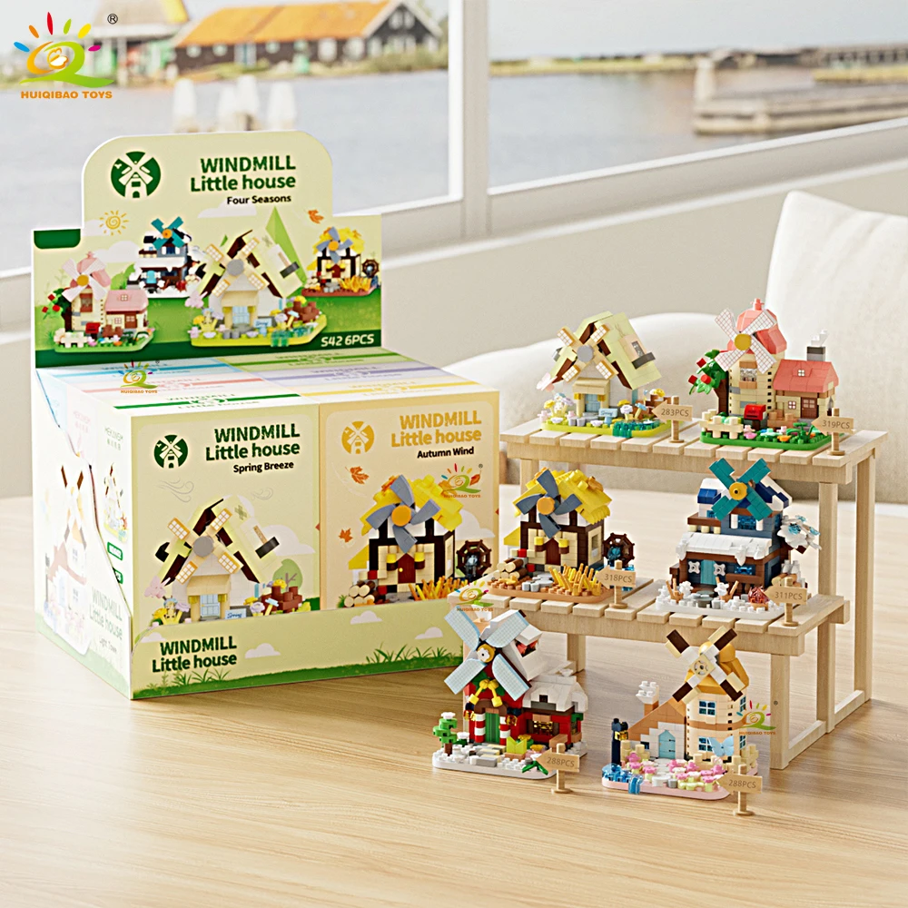 (1 Conjunto) Lindo Modelo De Casa Con Poco De Viento En Miniatura, Brinquedo De Construcción En Bloques Para Representar Una Calle Movimentada.