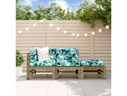 Conjunto de muebles de jardín con cojines de pino impregnado, Dkd Home Decor