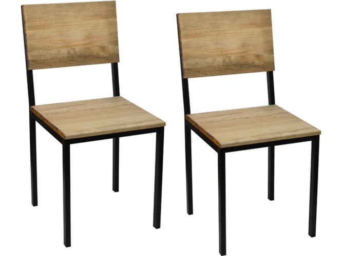 Conjunto 2 Silla DS MUEBLES 782770 iCub (Negro - Madera y Metal)