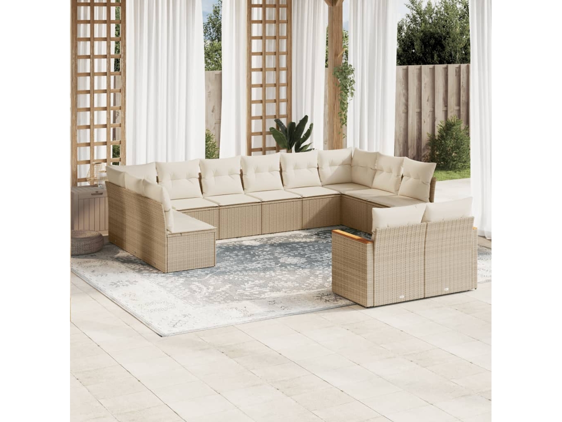 Conjunto de 12 sofás de jardín con cojines de mimbre beige de DKD Home Decor