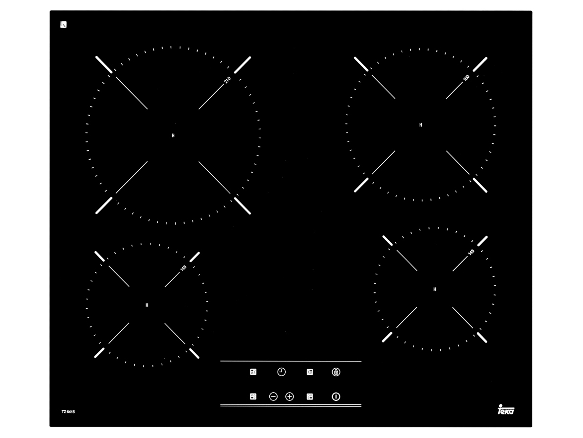 Teka Tz 6415 4 fuegos zonas biselado placa modelo tz6415 integrado vidrio touch control negro 51 x 60 cm encimera 21 pro vitroceramica max 21cm 60cm 4f 40239040