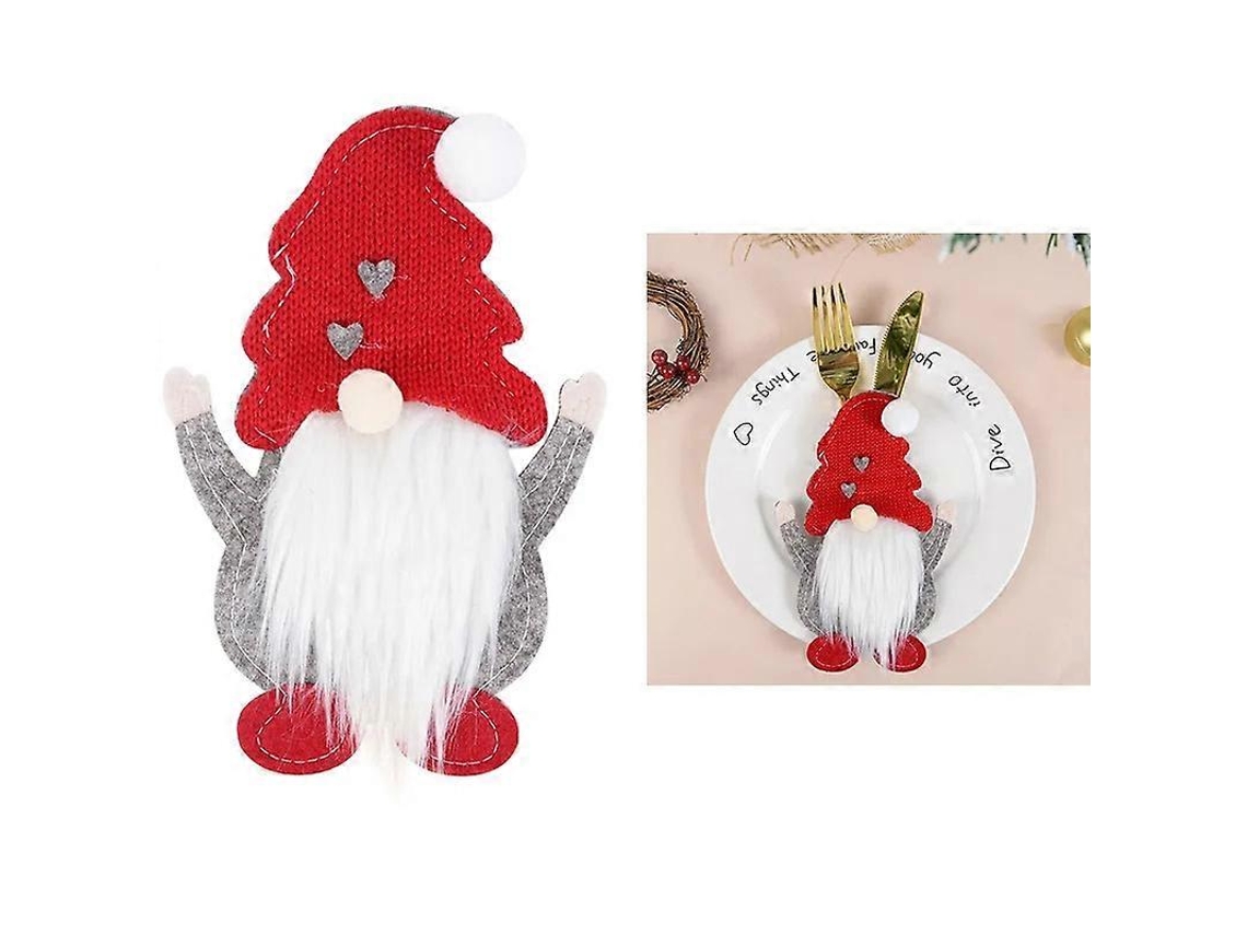 Bolsa para cubiertos con diseño de gnomo navideño, decoración navideña, funda para cubiertos, tenedor y cuchillo, Nostalgia88