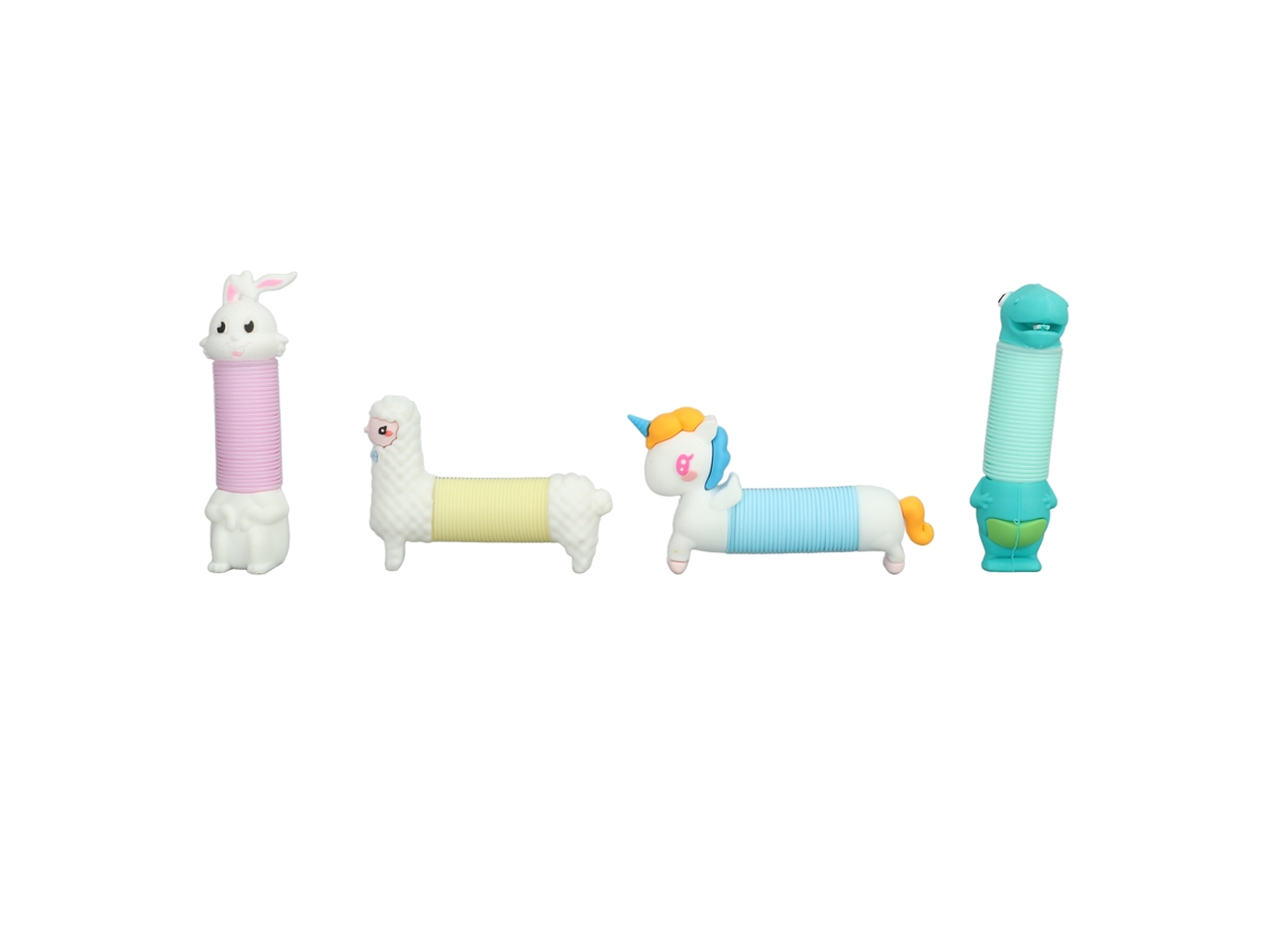 Juego de 4 tubos sensoriales Pop 2026, juguetes elásticos y expandibles con forma de animales para aliviar el estrés en personas con autismo y TDAH.