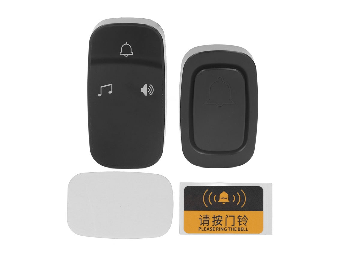 Timbre Inalámbrico Plug And Play Con Botón De Llamada De Emergencia, 38 Canciones, Volumen Ajustable, Negro.