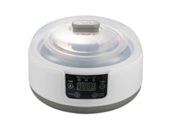Yogurtera automática de 1,2 litros con recipiente de acero inoxidable, tiempo y temperatura ajustables para uso doméstico.