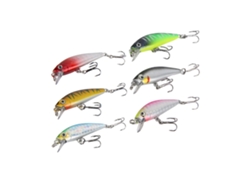 Danu26-6pcs Señuelos De Pesca Duros Para Bass Crankbait Ojos 3d Minnow Con Anzuelo Triple