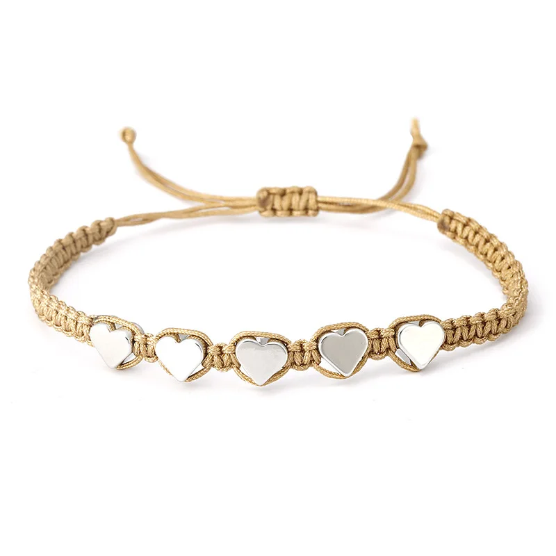 (corazón) Pulsera Con Colgante De Cuentas Tejidas A Mano, Apta Tanto Para Hombres Como Para Mujeres.