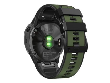 Correa de Silicona 26mm dos colores para Garmin Enduro/Tactix Delta/Tactix 7 Pro Pin - verde militar/negro