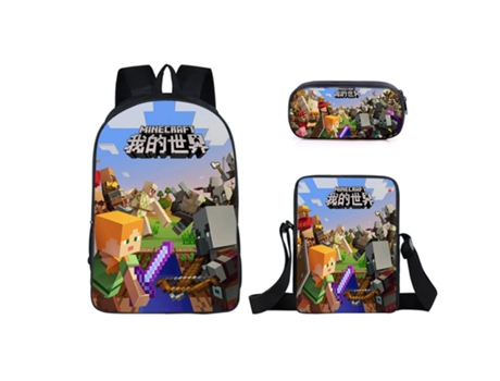 KOHREE Mochila escolar para estudiantes de Minecraft, juego de tres piezas