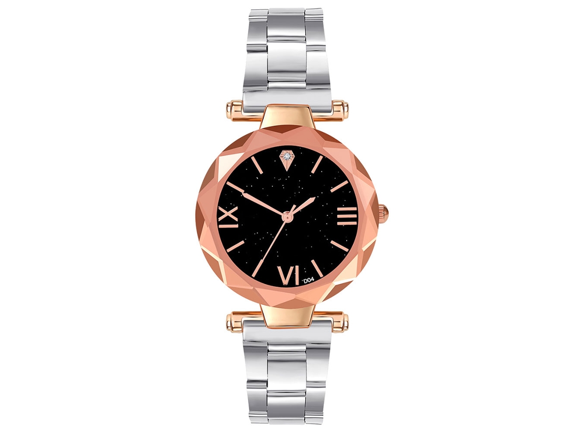 Reloj De Pulsera De Cuarzo Para Mujer Con Números Romanos Y Brazalete De Acero Plateado.