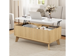 Mesa de centro con función de elevación - Espacio de almacenamiento oculto - Largo: 105 cm - Color madera natural