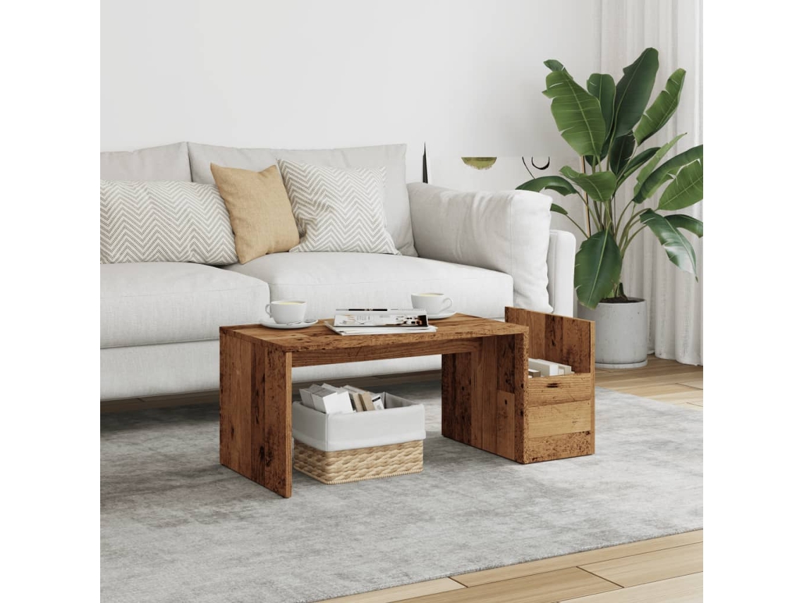 Mesa de centro de 90x45x35 cm, derivados de madera, madera antigua HARLANV1