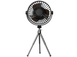 Ventilador portátil con trípode, recargable por USB y con 3 velocidades, ideal para acampar.