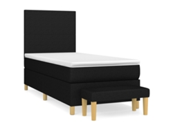 Maison Exclusive - Cama Box Spring Con Colchón Tela Negro 90x190 Cm