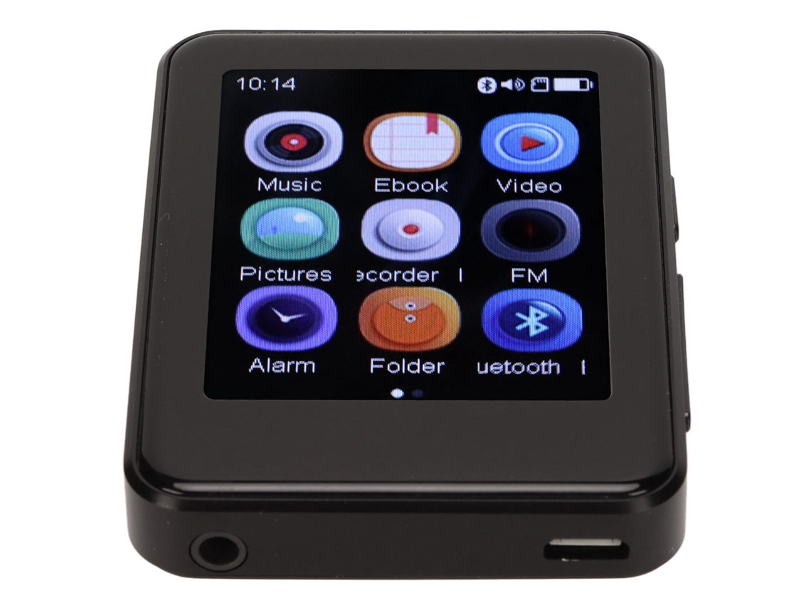 Reproductor MP3 Bluetooth Yizhood Mp08 con pantalla táctil de 2,5 pulgadas y tarjeta TF de 4 GB (negro)