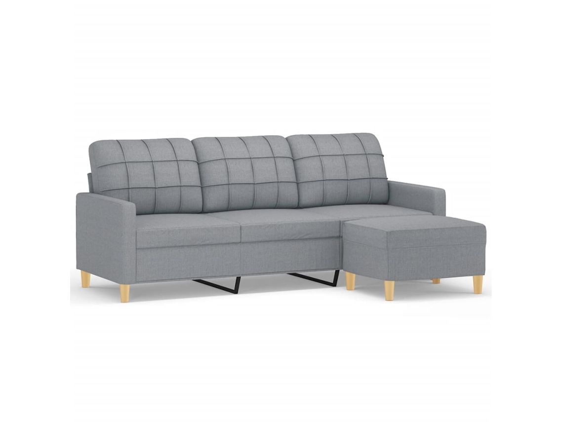 Maison Exclusive - Sofá De 3 Plazas Con Taburete De Tela Gris Claro 180 Cm