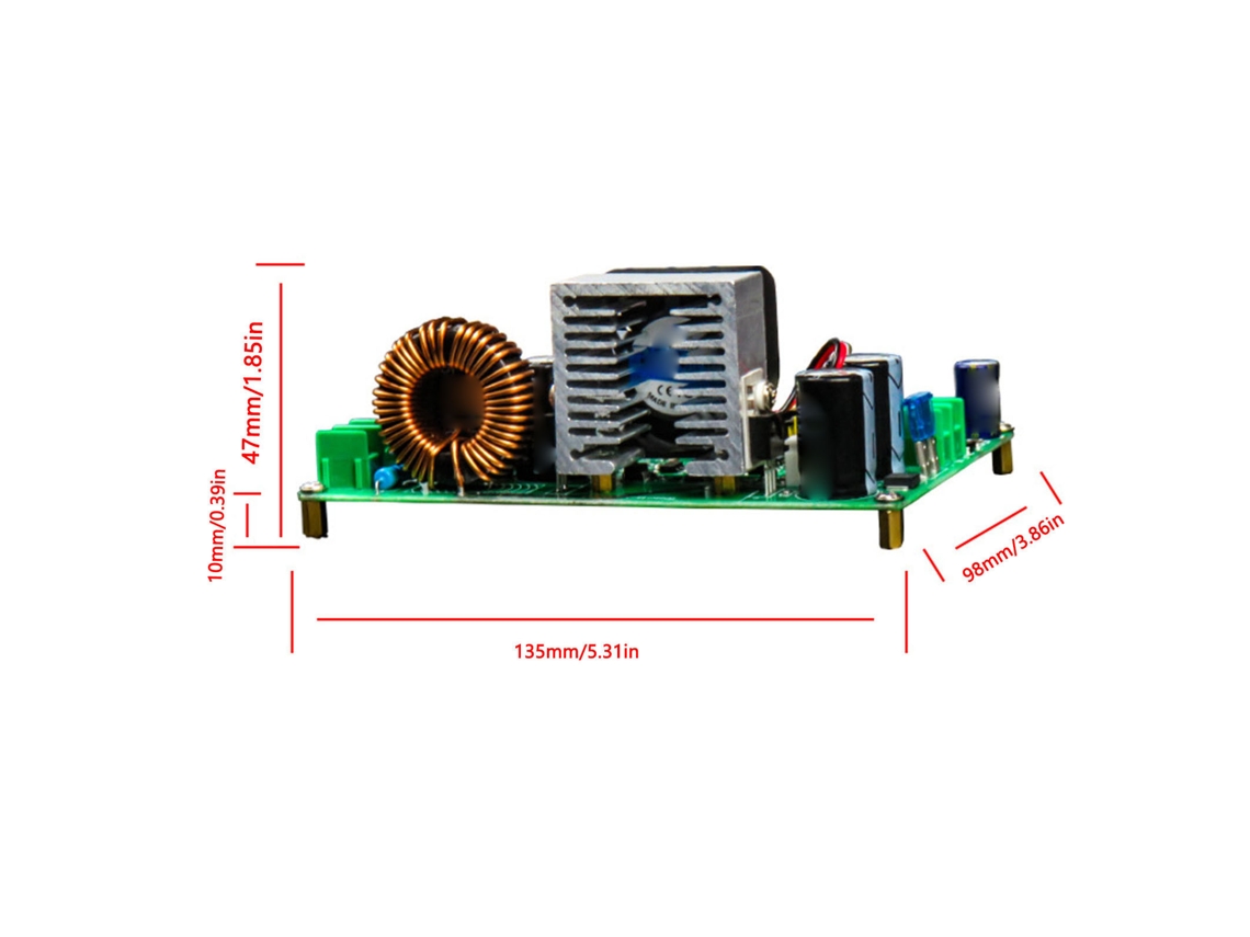 Módulo reductor ajustable 2026as, entrada de 10-100 V, salida de 0-90 V, convertidor de voltaje digital LCD.