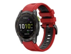 Bracelete Para Garmin Enduro 3 - Silicone Esportivo - Duas Cores (26mm) Vermelho + Preto