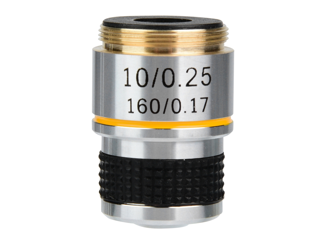 Lente Objetivo Acromática 10x Para Microscopio Biológico 160/0.17 Con Material De Aleación De Aluminio Y Óptica De Alta Calidad.
