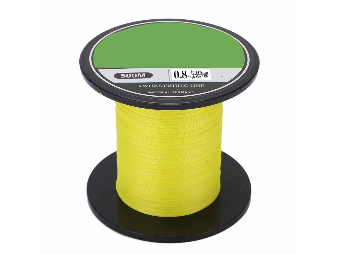 Hilo De Pesca Trenzado De 8 Hebras, 500 M, Pe, Ultrarresistente, Amarillo, Para Pesca En El Mar, 0,8