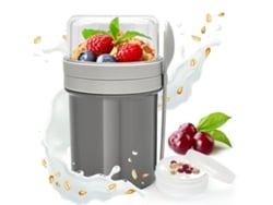 Vaso de yogur sellado para llevar, ideal para granola y avena, color gris. Tommy01
