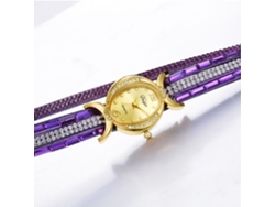 Reloj De Pulsera De Cuarzo Para Mujer Con Cristales Brillantes, Ideal Para Ocasiones Especiales, Color Morado.