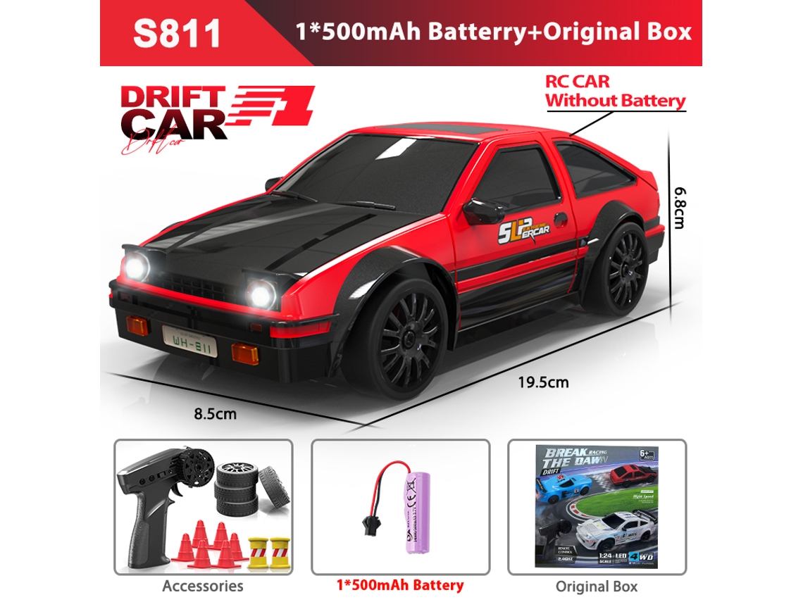 Coche RC 4x4 2.4G con luz LED, modelo profesional Drift GTR AE86, color rojo, ideal para carreras y regalo infantil. Aeuzwr