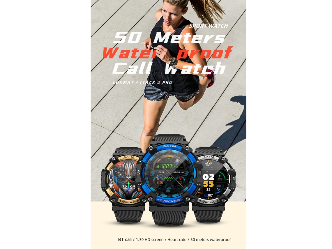 Reloj Inteligente Lokmat Attack 2 Pro De 1,39 Pulgadas Con Pantalla Táctil Led Tft, Bluetooth, Llamadas, Rastreador De Actividad Física, Ip68, Resiste