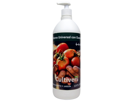 CULTIVERS Abono Líquido Universal con Guano 1 L Bio para Plantas y Cultivos. NPK 4-4-4 con dosificador para fácil aplicación