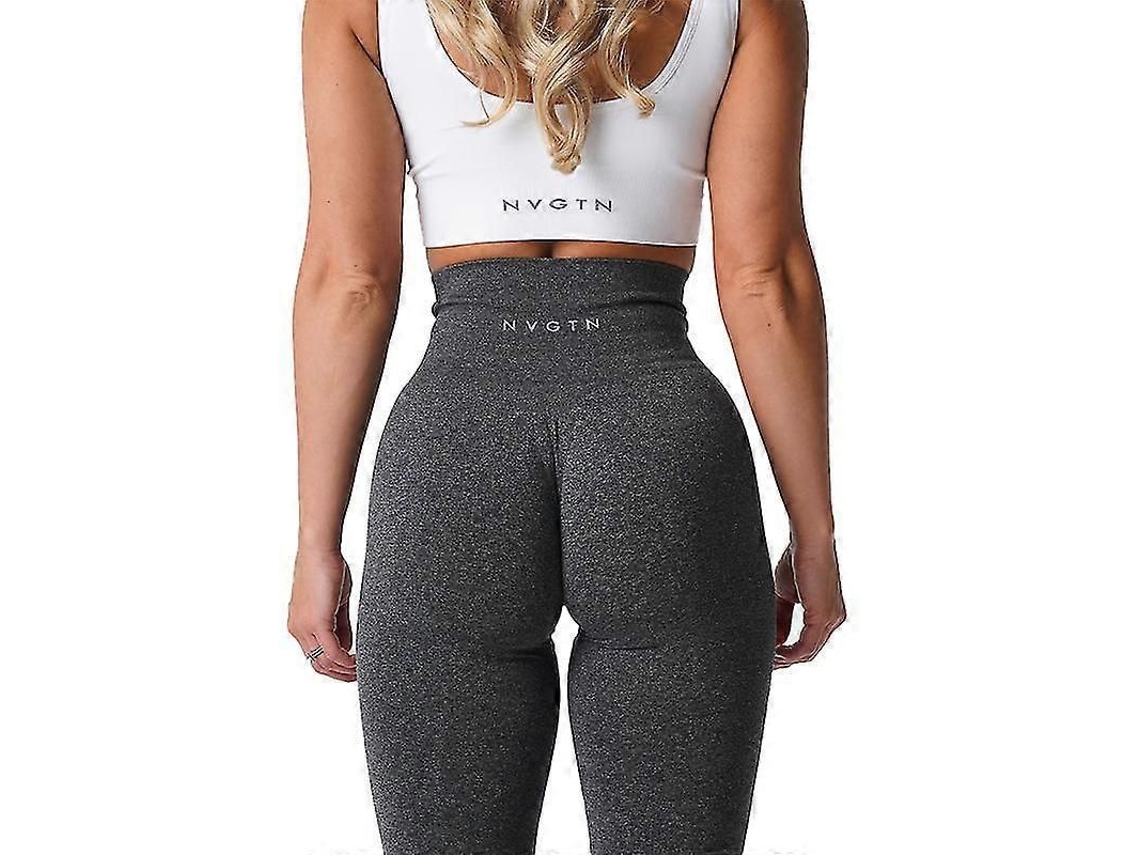 Leggings Sem Costuras Mulher Elásticos Transpiraveis Levanta Bumbum Esportivos Nylon Spandex Preto